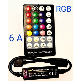  Контроллер для светодиодной ленты с пультом RGB mini 72W/144W 12/24V 6А