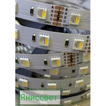 Цветная светодиодная лента 24 вольта 5050/60 RGB+WHITE 14.4W  IP20  High-C